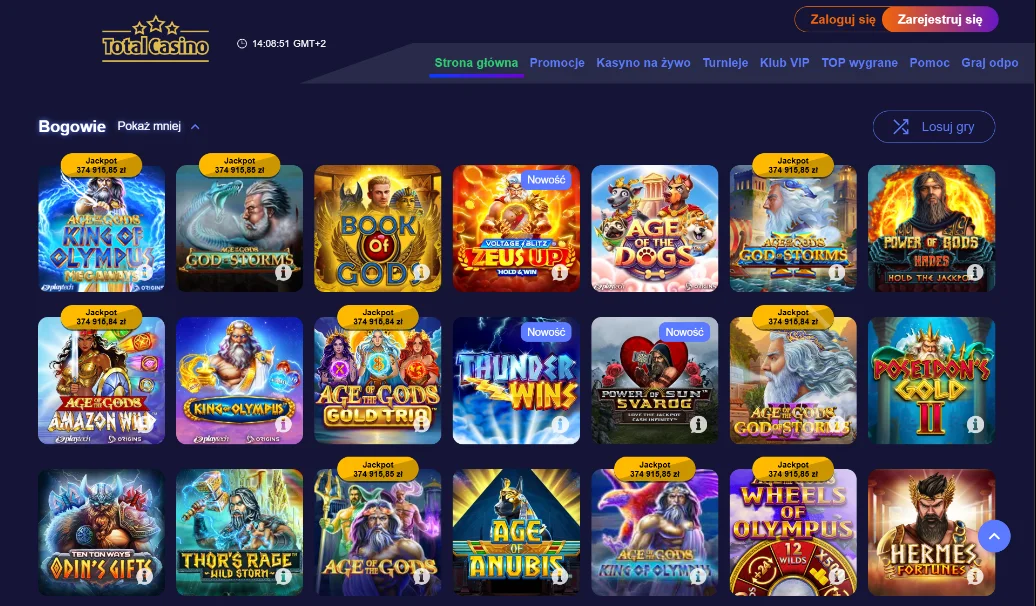 Total Casino lobby gier